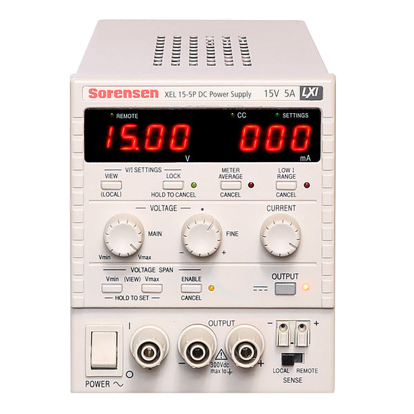 Ametek / Sorensen XEL 15-5P Programmable DC Power Supply, 0 to 15 Vdc, 0 to 5 A, with LAN, USB, RS-232