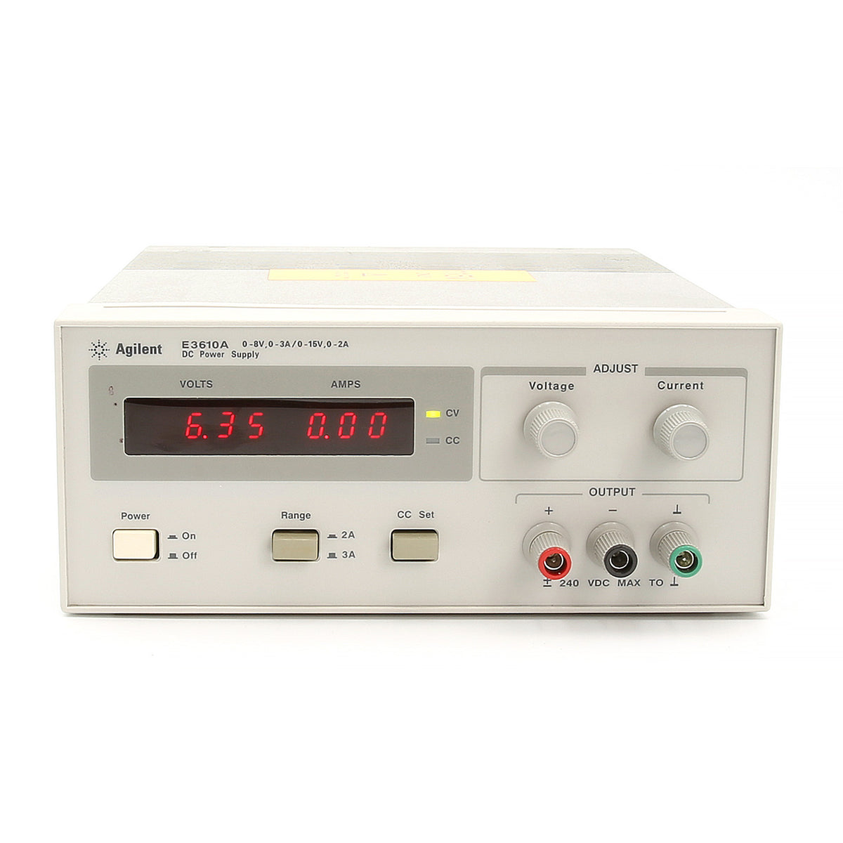 Keysight / Agilent E3610A DC Power Supply, Dual Range, 0 to 8 Vdc @ 0 to 3  A, or 0 to 15 Vdc @ 0 to 2 A, 30 W